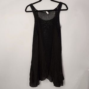 Black Beach Coverup Dress, Small/Medium